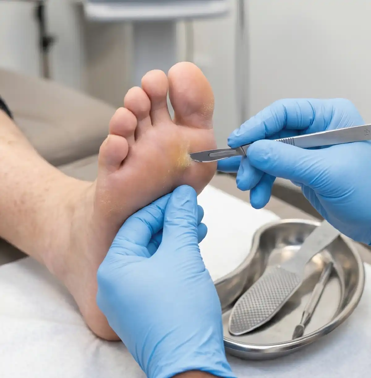 Routine podiatry treatment in clinic
