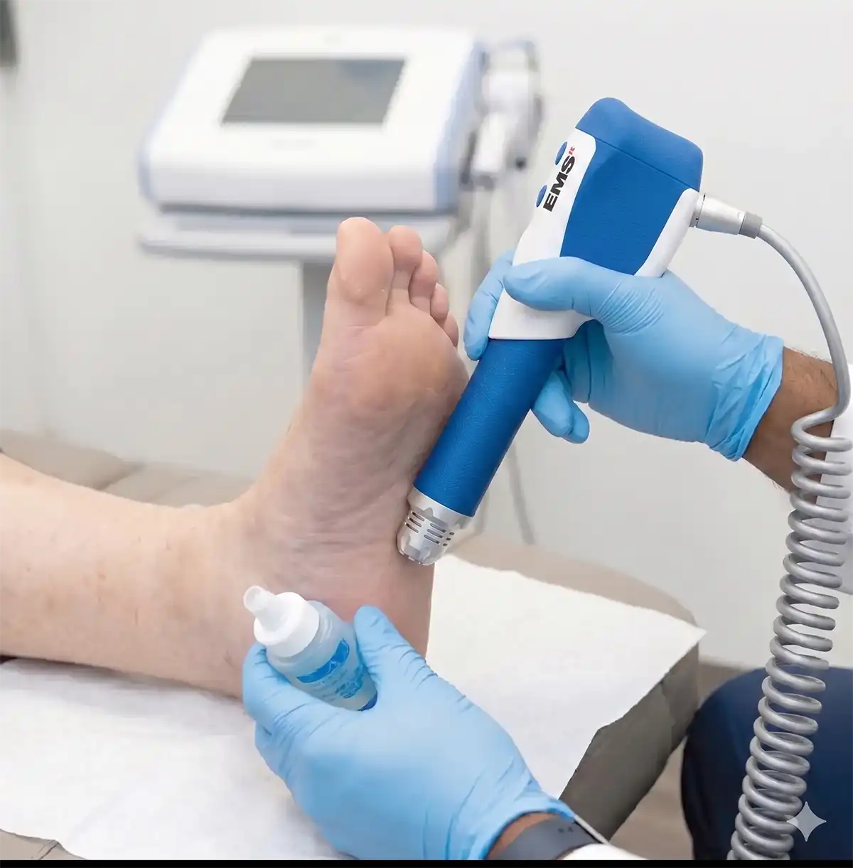 Shockwave therapy applied to the foot
